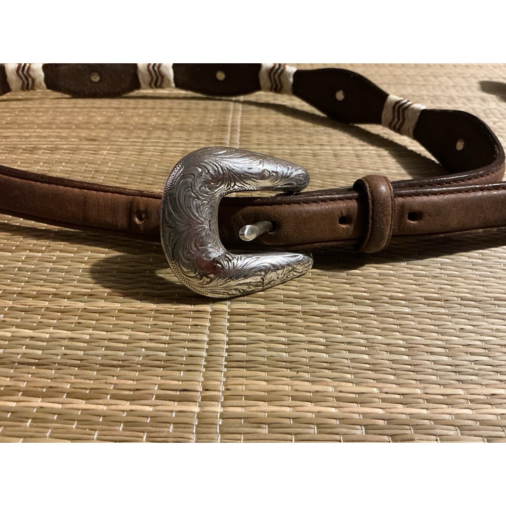 Tony Lama Western Belt 32 Model 7759L (?)  Braided Accents Conch Medallions